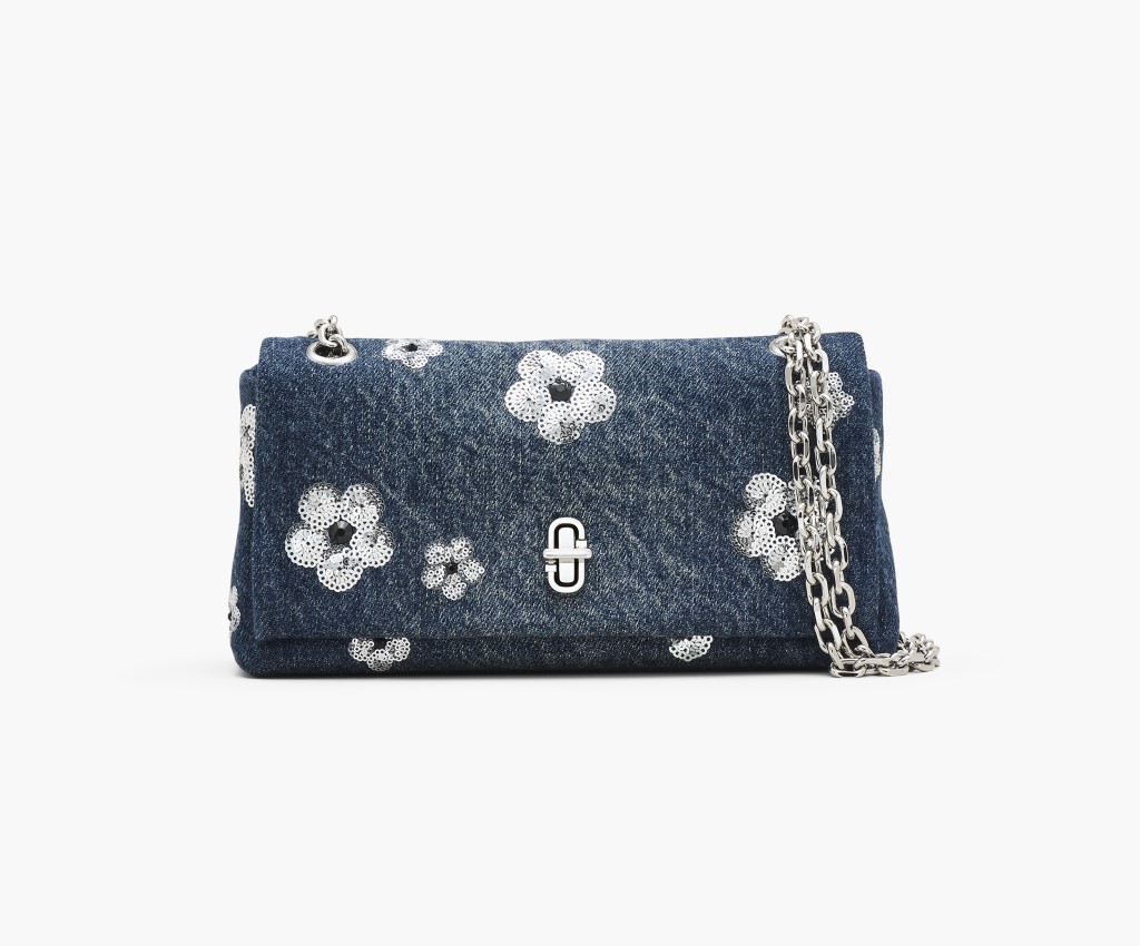 The Sequin Daisy Denim Dual Chain Mini Bag